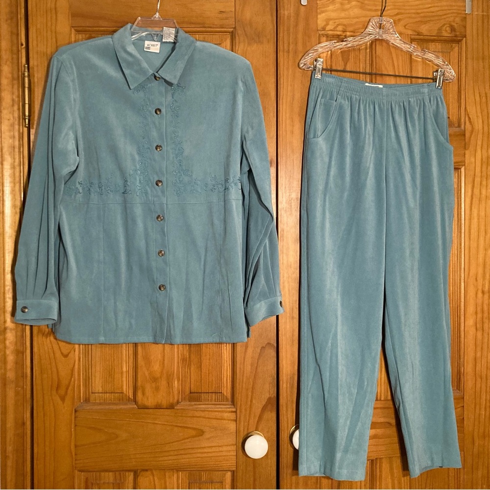 NWOT Koret Vintage 80s 90s Long Sleeve Blouse and Pull On Pant Set Size L/10